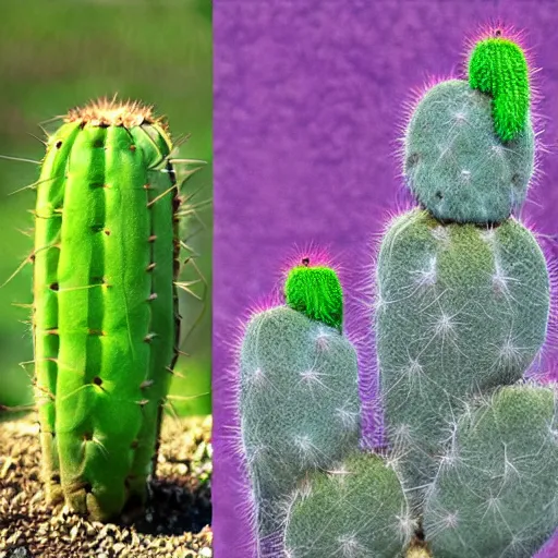 Image similar to a purple cactus. a green raven. in the future