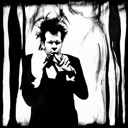 Prompt: tom waits does jazz, by Stephen Bliss