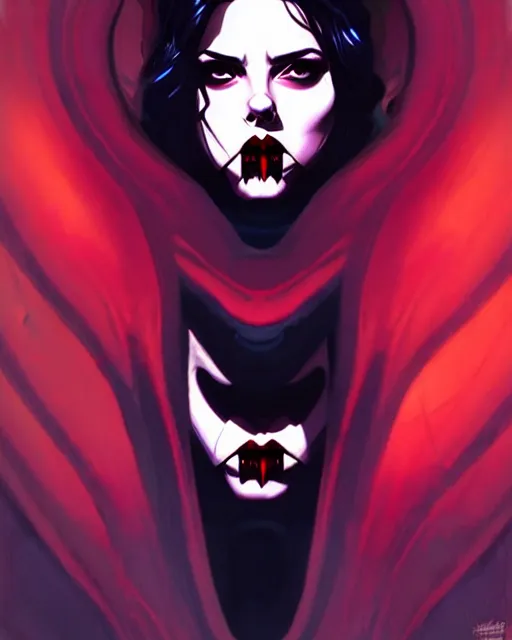 Image similar to rafael albuquerque comic art, peter mohrbacher, steve niles, artgerm, pretty scarlett johansson vampire sharp vampire teeth open mouth, symmetrical eyes, black leather jacket, jeans, long blonde hair, full body