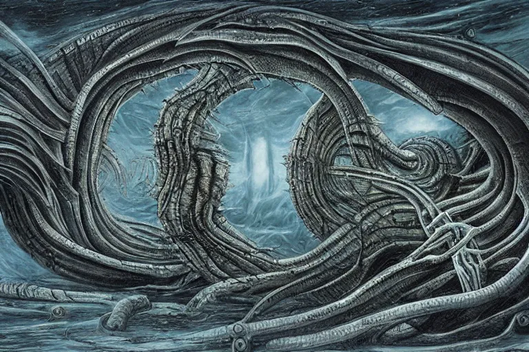 Prompt: Charybdis by Jennifer Rossier and HR Giger