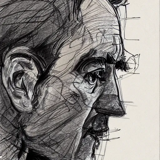 Image similar to a realistic yet scraggly portrait sketch of the side profile of a stern and sophisticated bob odenkirk, trending on artstation, intricate details, in the style of frank auerbach, in the style of sergio aragones, in the style of martin ansin, in the style of david aja, in the style of mattias adolfsson