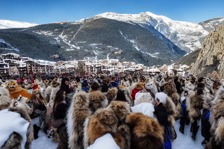 Prompt: Furries invading Andorra, photo, 4k