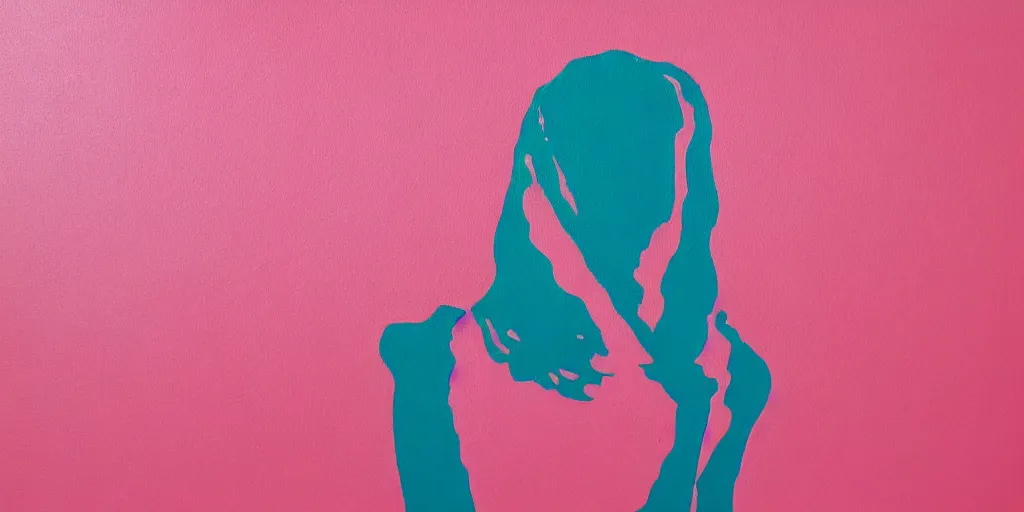 Prompt: detailed painting of a pink silhouette of a person on a white background