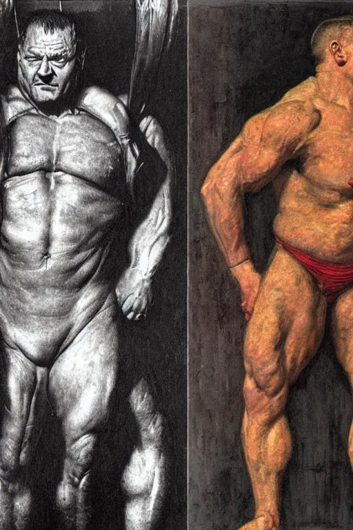 Image similar to upper body and head portrait of huge dorian yates as hulking kingpin wearing tuxedo by lawrence alma tadema and zdzislaw beksinski and norman rockwell and jack kirby and tom lovell and greg staples