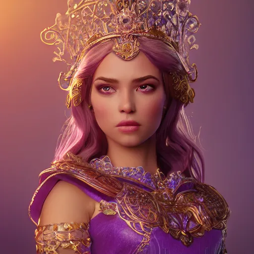 Image similar to portrait of wonderful princess of amethyst with fair skin, ornate 8 k gorgeous intricate detailed, accent lighting, dramatic light, octane render