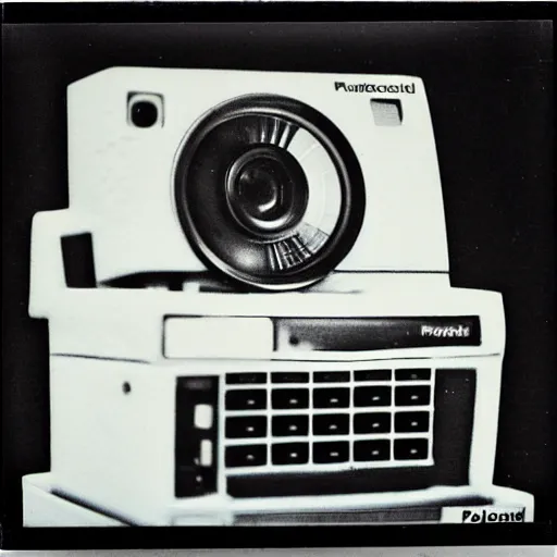 Image similar to old polaroid of a retro futurist computer, award winning