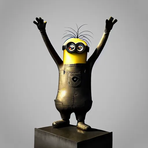 Prompt: bronze statue of a minion from Despicable Me