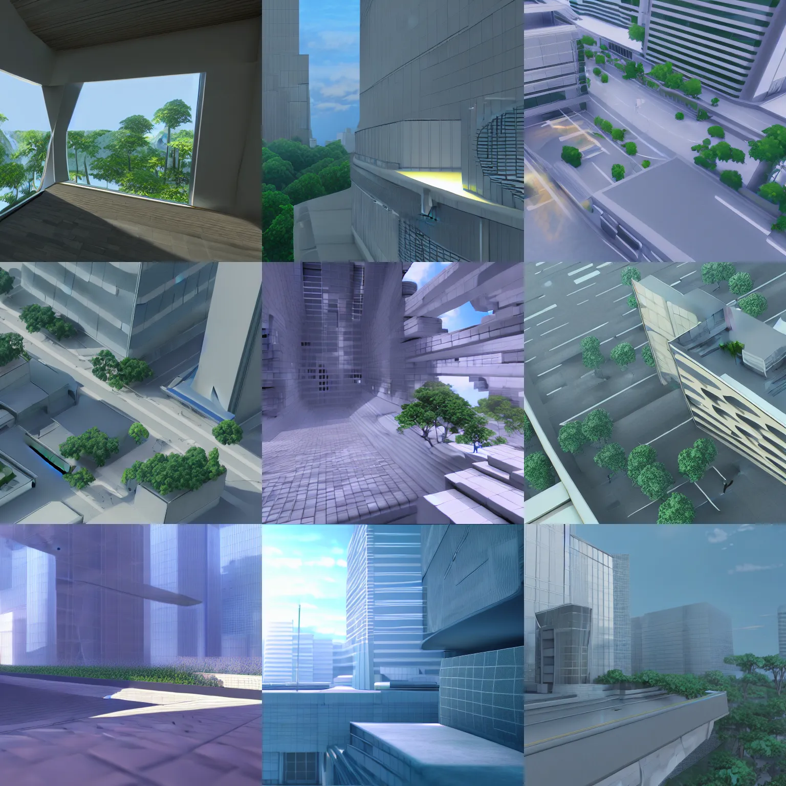 Image similar to blender render fourth infinite makoto shinkai scenery dimension modern architecture