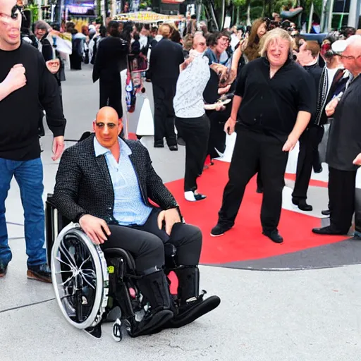 Prompt: the rock on wheelchair