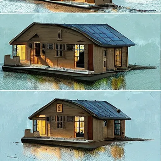 Image similar to concept art of a realistic house adapted to climate change