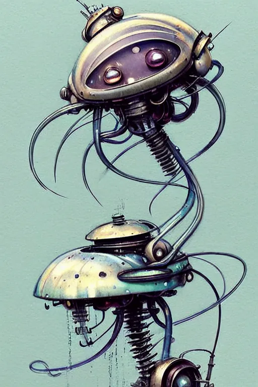 Image similar to ( ( ( ( ( 1 9 5 0 s retro future robot android aluminum jelly fish. muted colors. ) ) ) ) ) by jean - baptiste monge!!!!!!!!!!!!!!!!!!!!!!!!!!!!!!