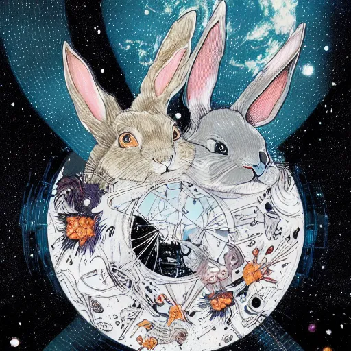 Prompt: A lost sci-fi rabbit, space rabbit, interstellar black hole, by James Jean And WLOPPRO