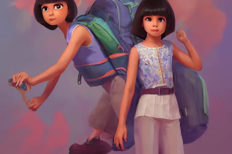 Prompt: A full-length portrait of a beautiful and elegant dora the explorer， full of details, matte painting, concept art, smooth, by Kittichai Rueangchaichan and wlop ，trending on cgsociety and artstation，8kHDR，light effect，-H 1280