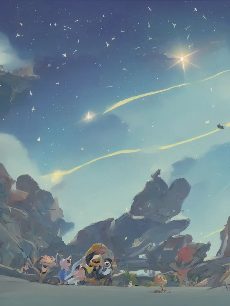 Image similar to shooting star by disney concept artists, blunt borders, rule of thirds