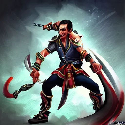 Prompt: Joko Widodo as character in DOTA, illustration, poster