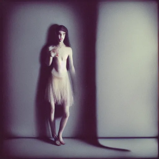 Prompt: kodak portra 4 0 0, wetplate, photo of a surreal artsy dream scene,, girl, animal, unique fashion, photographed by paolo roversi style