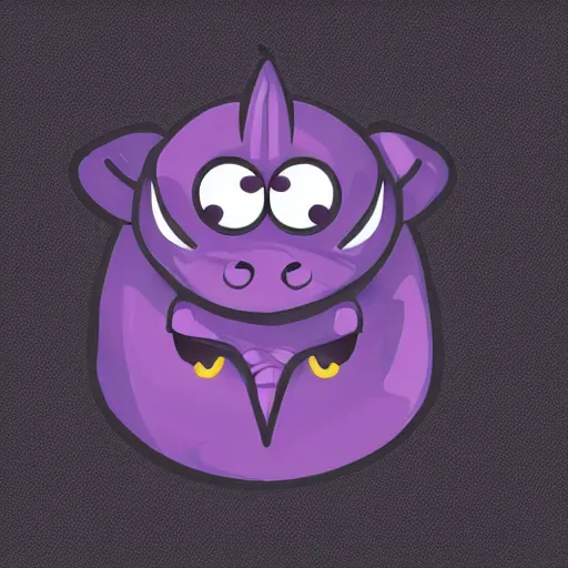 Prompt: very cute small purple dragon with well-designed head and four legs, 2d minimalism, logo, ink