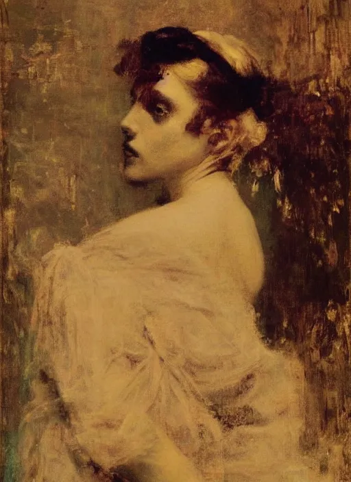 Image similar to portrait of beautiful connected to machine, complex, award - winning, by benjamin - constant, jean - joseph