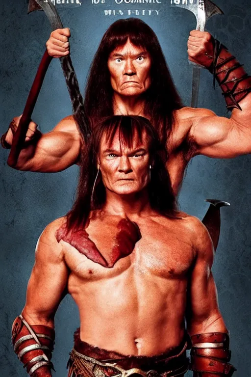 Image similar to conan o'brien as conan the barbarian, movie poster