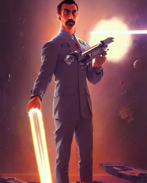 Prompt: gigachad luigi firing a laser cannon like ernest khalimov wearing a suit in the space lab, fantasy character portrait, ultra realistic, anime key visual, concept art, intricate details, highly detailed by greg rutkowski, ilya kuvshinov, gaston bussiere, craig mullins, simon bisley