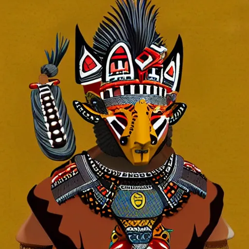 Image similar to Character Design, aztec warrior with jaguar mask