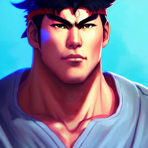 Image similar to a portrait of ryu from street fighter 2, art by lois van baarle and loish and ross tran and rossdraws and sam yang and samdoesarts and artgerm, digital art, highly detailed, intricate, sharp focus, trending on artstation hq, deviantart, unreal engine 5, 4 k uhd image