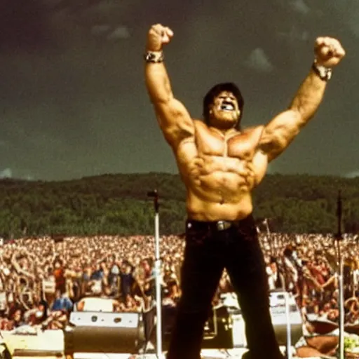 Image similar to hulk performing at woodstock