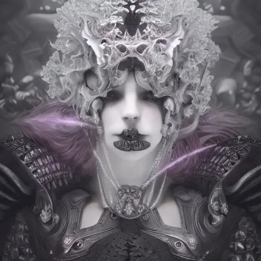 Image similar to actionism, soft painting fractal curiosities carnival, a beautiful nekopara in full gothic armor, symmetry accurate features, focus, very intricate ultrafine details, black white purple volumetric clouds, award winning masterpiece, octane render 8 k hd, tom bagshaw artstyle