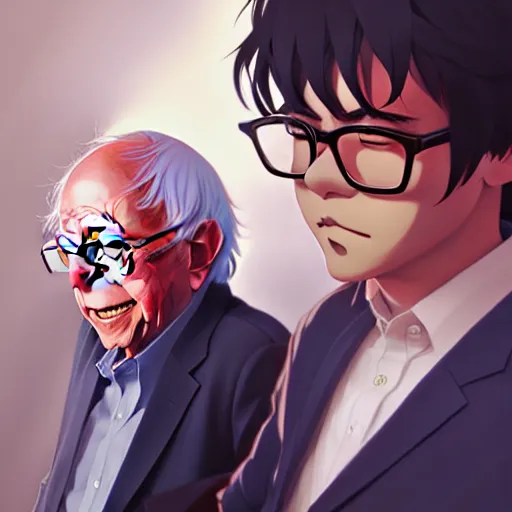 Image similar to bernie sanders, portrait shinkai makoto studio ghibli studio key hideaki anno sakimichan stanley artgerm lau rossdraws james jean marc simonetti elegant highly detailed digital painting artstation pixiv