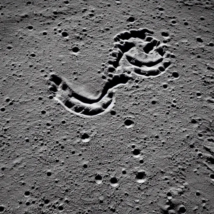 Image similar to boot prints on the lunar surface look like the punisher symbol