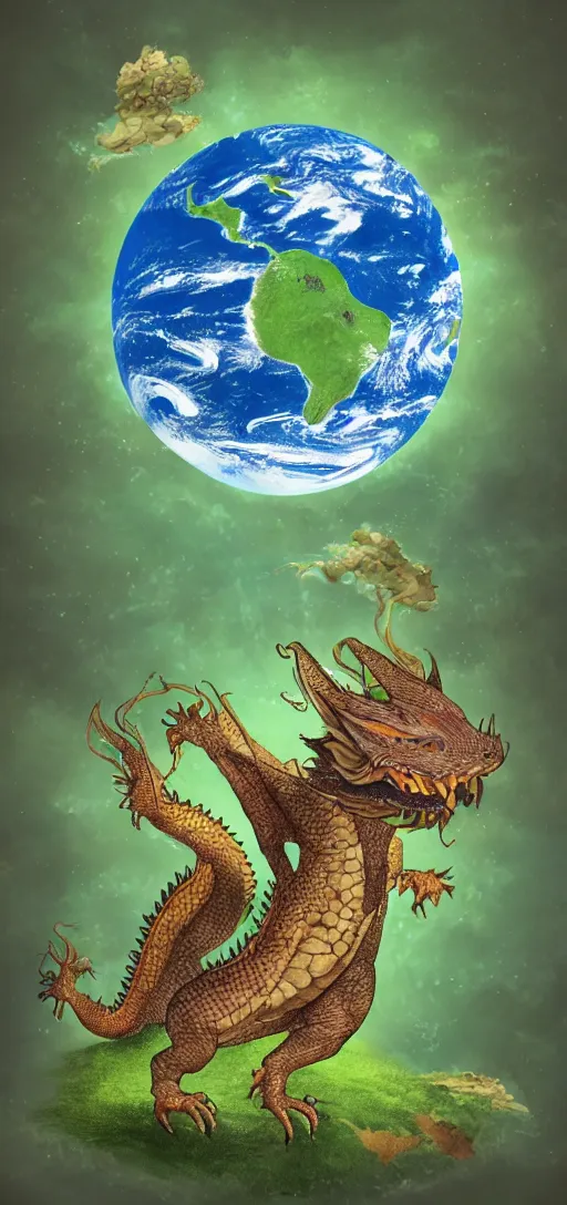 Prompt: a fat dragon eating the earth