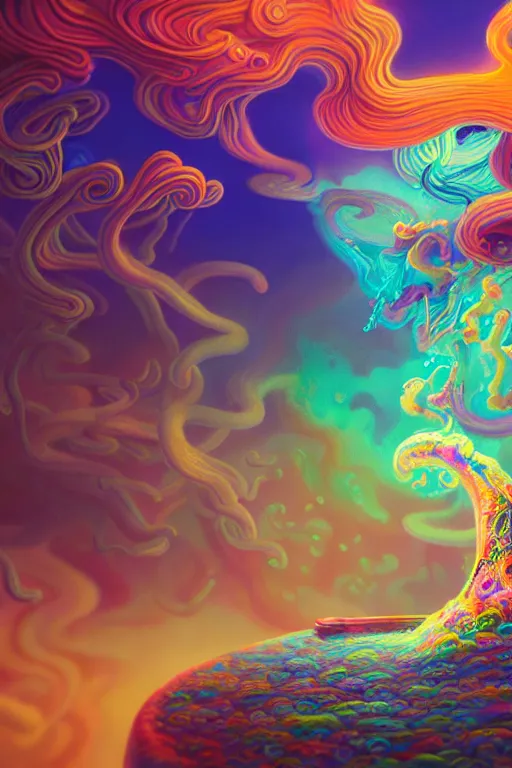 Image similar to colorful liquid smoke and clouds opening portal to another dimension, dmt, psilocybin, lsd, face, detailed, intricate, elegant, highly detailed, digital painting, artstation, concept art, smooth, sharp focus, illustration, art by hana yata, and artem demura and beeple, octane render, unreal engine, 8 k