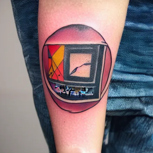 Prompt: a tattoo of Amiga computer