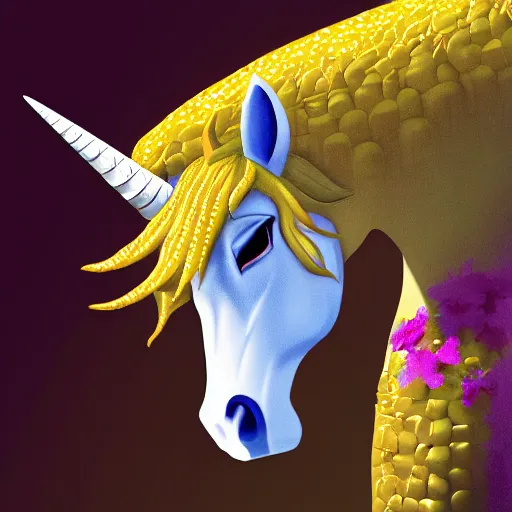 Image similar to digital illustion of a unicorn on the cob, deviantArt, artstation, artstation hq, hd, 4k resolution