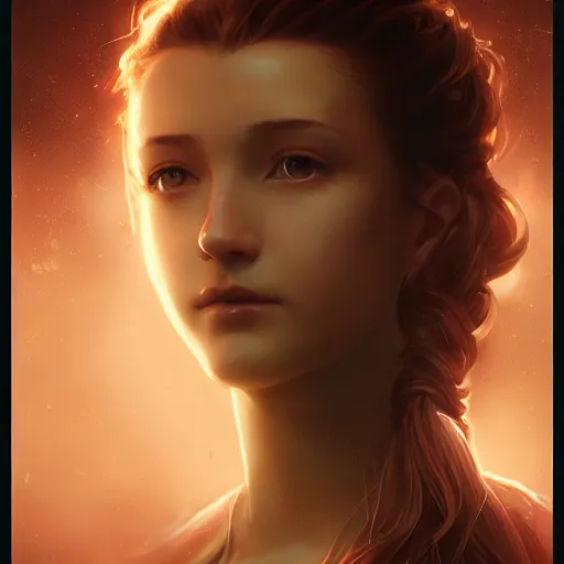 Image similar to elegant aerith gainsborough portrait, atmospheric lighting, painted, menacing, intricate, volumetric lighting, beautiful, rich deep colours masterpiece, golden hour, golden ratio, sharp focus, ultra detailed, by leesha hannigan, ross tran, thierry doizon, kai carpenter, ignacio fernandez rios