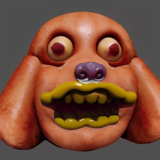 Image similar to hot dog made of hairy human flesh, grotesque, body horror, hd photorealistic