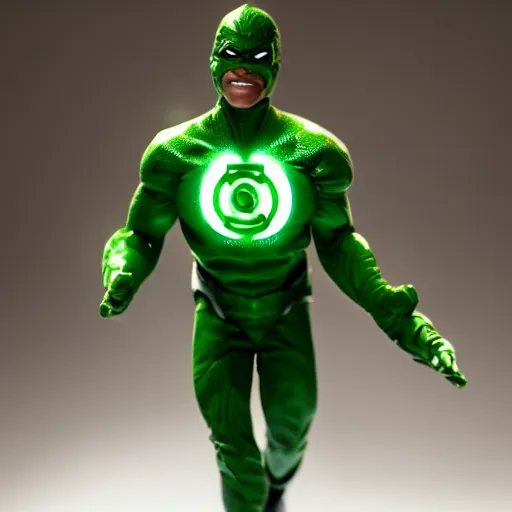 Image similar to A photo of green lantern performer by Jamie Foxx, highly detailed, 8K