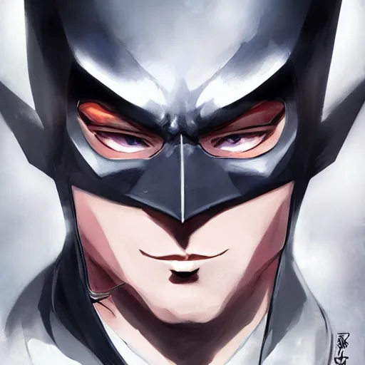 Image similar to A beautiful anime portrait of Batman , by Stanley Artgerm Lau, WLOP, Rossdraws, James Jean, Andrei Riabovitchev, Marc Simonetti, and Sakimichan, tranding on ArtStation