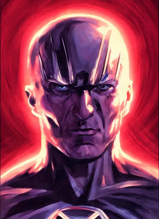 Image similar to Magneto, high contrast, concept art, dramatic lighting, portrait, facing forward, face in focus, art by Jim Lee-i