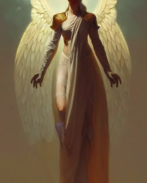 Prompt: character portrait of an enigmatic angel wearing robes, by peter mohrbacher, mark brooks, jim burns, marina abramovic, wadim kashin, greg rutkowski, trending on artstation