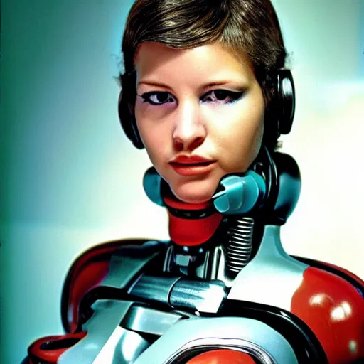 Prompt: portrait photo of a beautiful cyborg female................................ 1 9 7 0 1 9 6 0