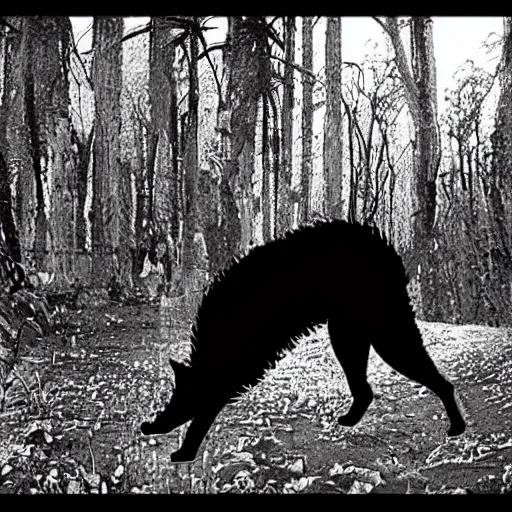 Image similar to giant wolf in blair witch project