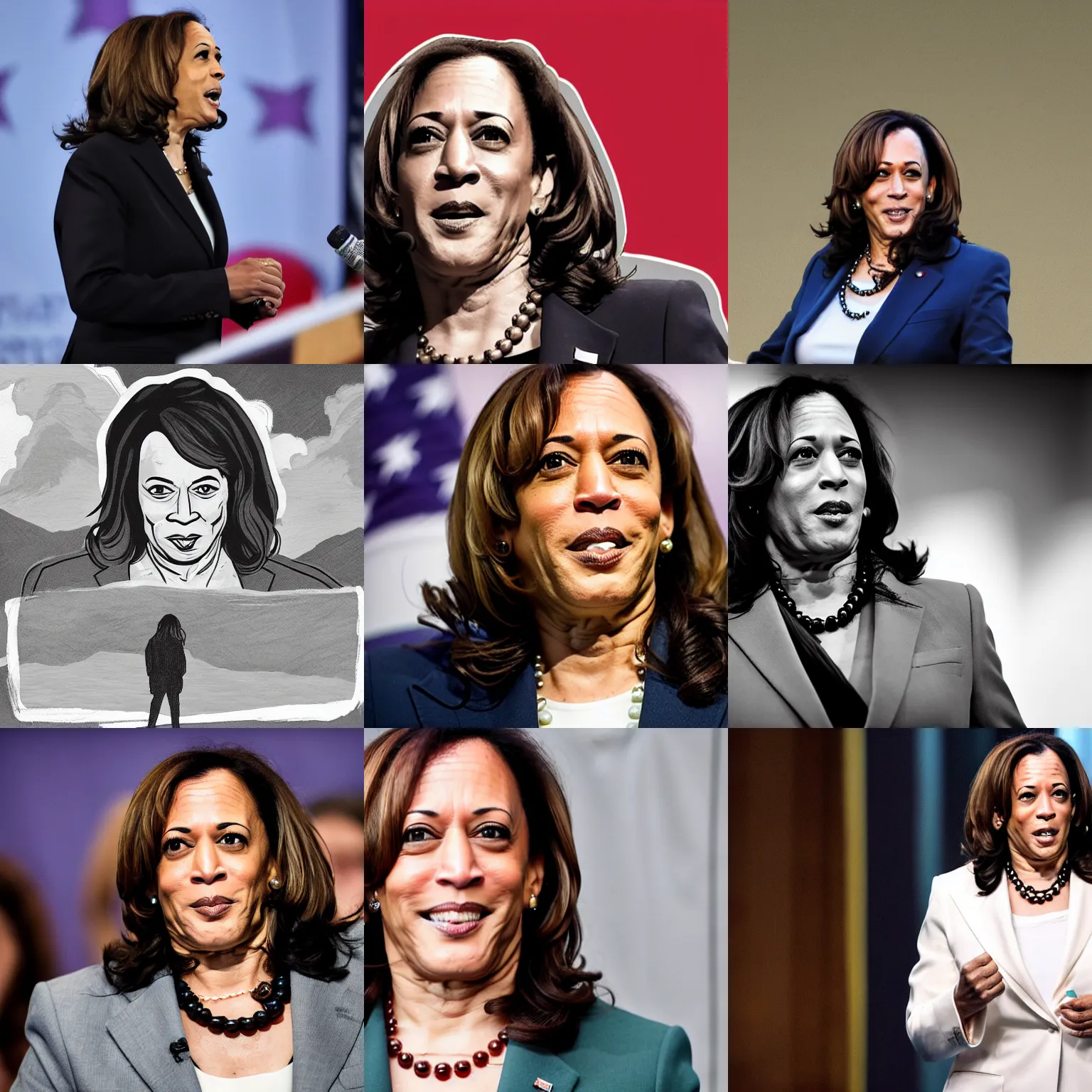 Prompt: kamala harris as a strong feral woman