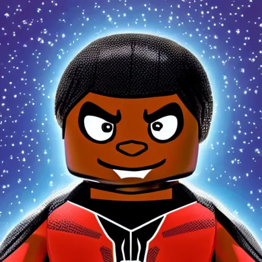 Image similar to miles morales as a lego man with frown,