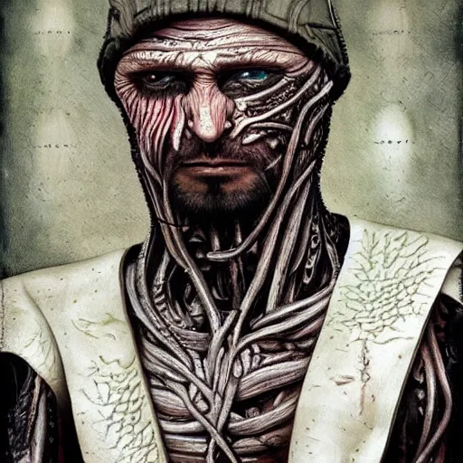 Image similar to bodyhorror portrait of ramzan kadyrov degraded abomination, photo - realistic, color image, 2 k, highly detailed, by h. r. giger