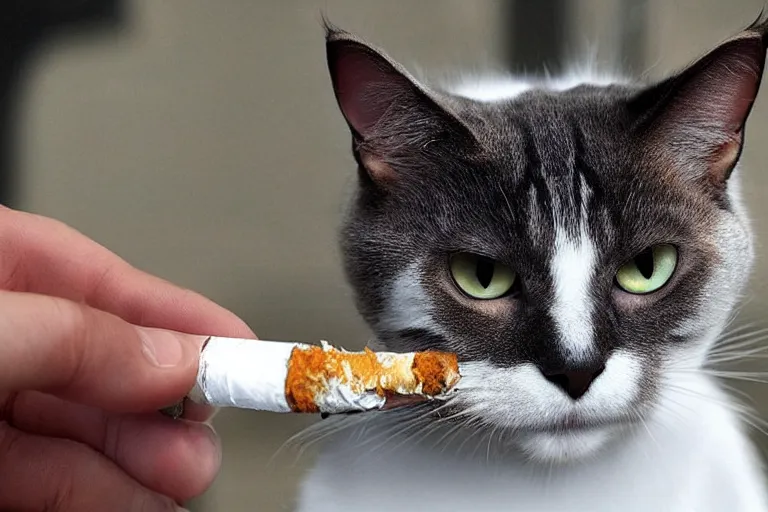 cat smoking cigarette
