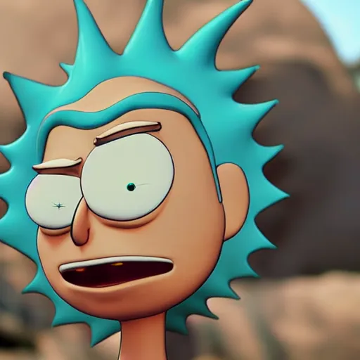 Prompt: rick from rick and morty render photorealistic unreal engine photorealistic ultra - realistic adultswim by minimalist alexandre touguet