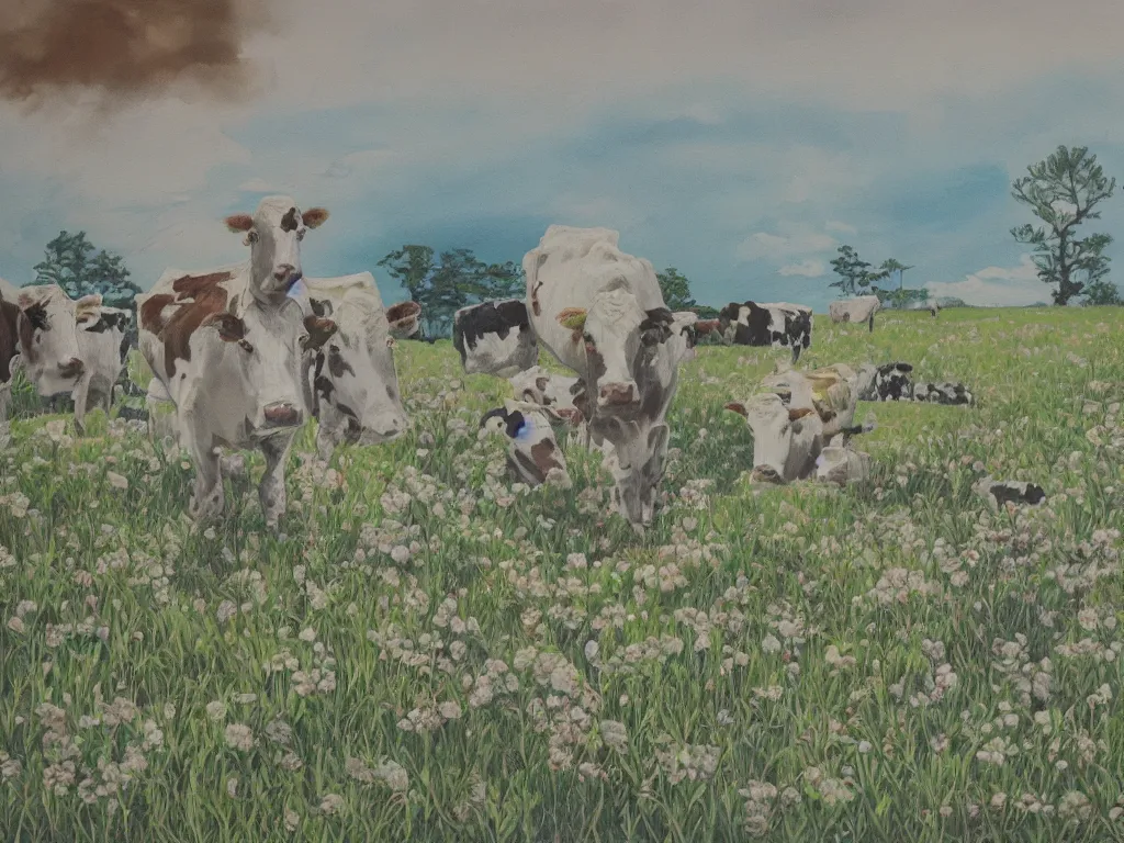 Image similar to until the cows come home plantscape. painting by aoshima chiho