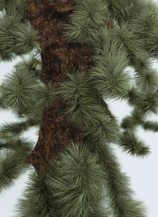 Image similar to extra furry and hairy pinetree, realistic, 4 k, sharp focus, hyperrealistic, global illumination, raytracting