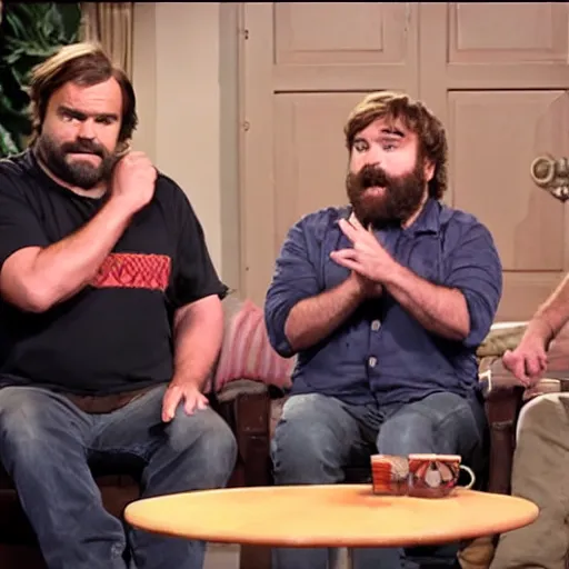 Image similar to jack black on between two ferns, zack galifinakis, found footage